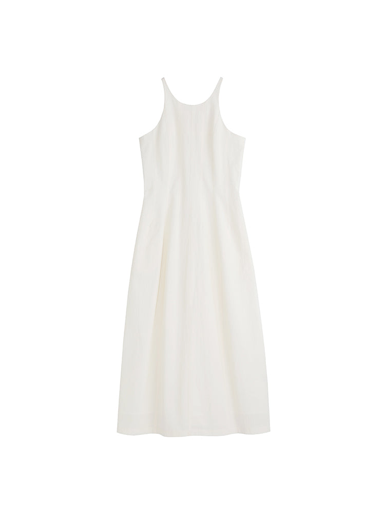 Textured Round Neck Sleeveless A-line Dress