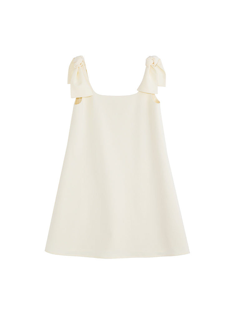 Square Neck Sleeveless Bow Waist Dress