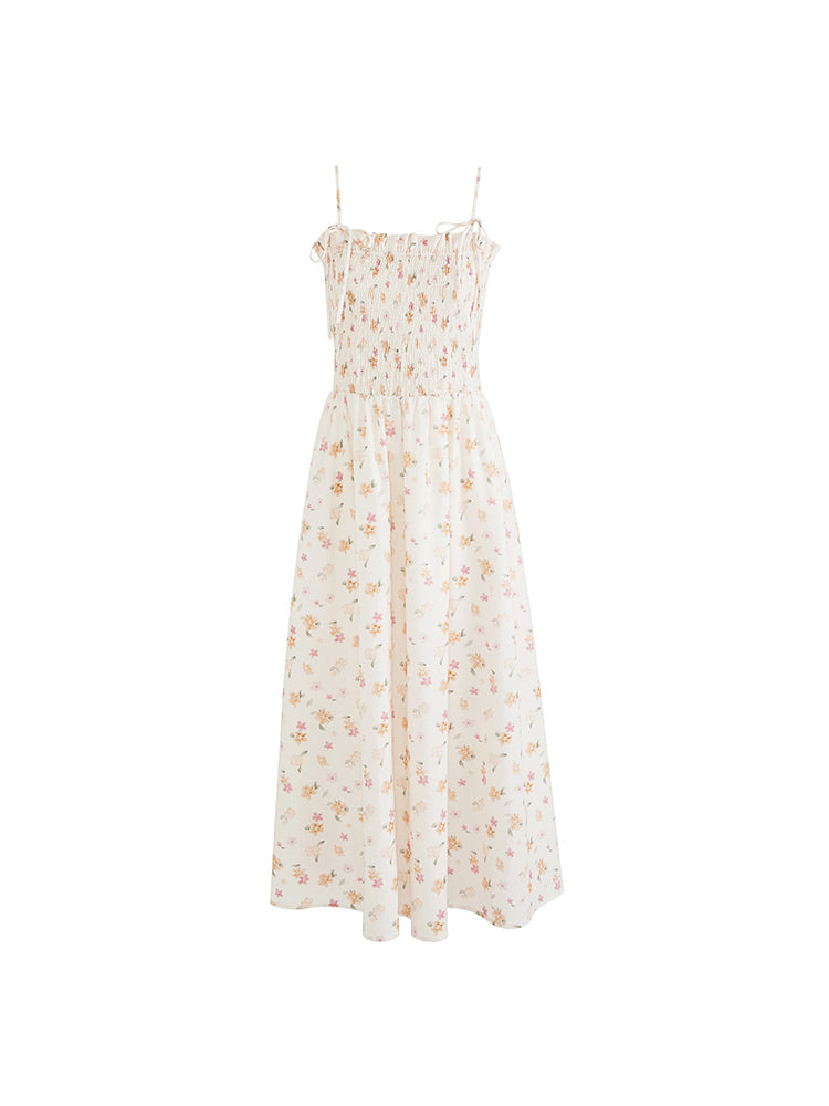 Sweet Floral Tie Strap Maxi Dress