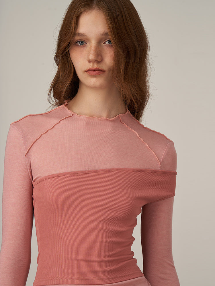 Tencel Wool High-Neck Top and Cropped Camisole Set