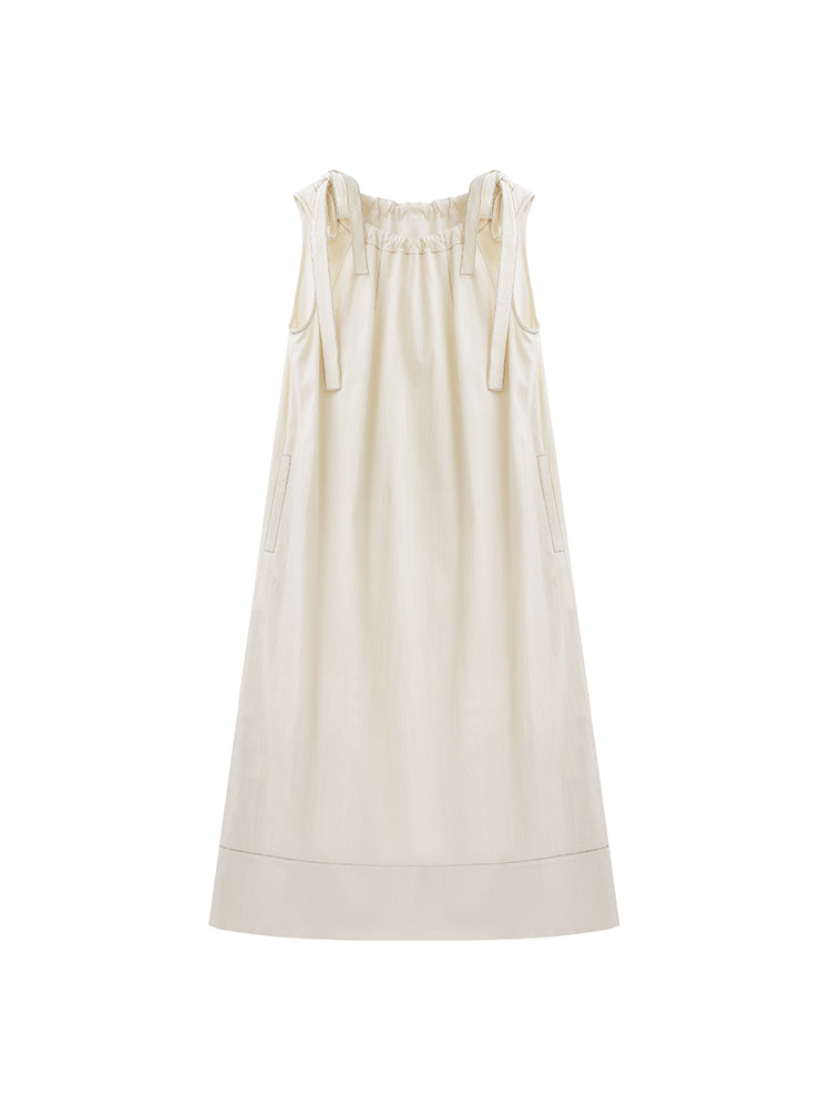 Sleeveless A-line Drawstring Dress