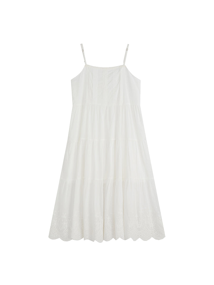 Sweet Romantic Embroidered A-line Cotton Dress