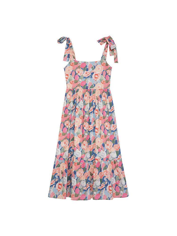 Painterly Tie Strap Maxi Dress