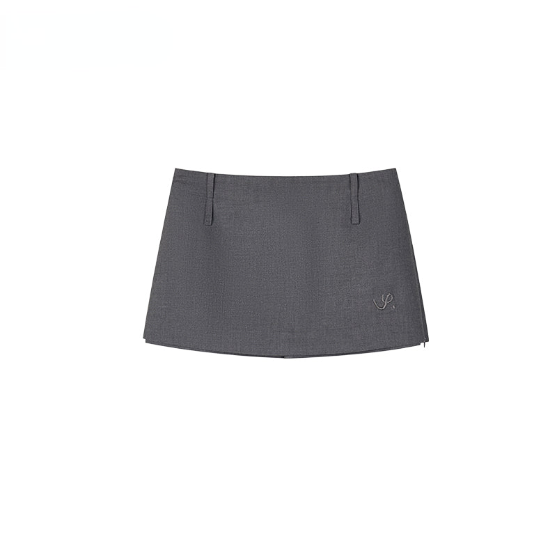 Oak Gray & Black Concealed Zipper Suit Skirt