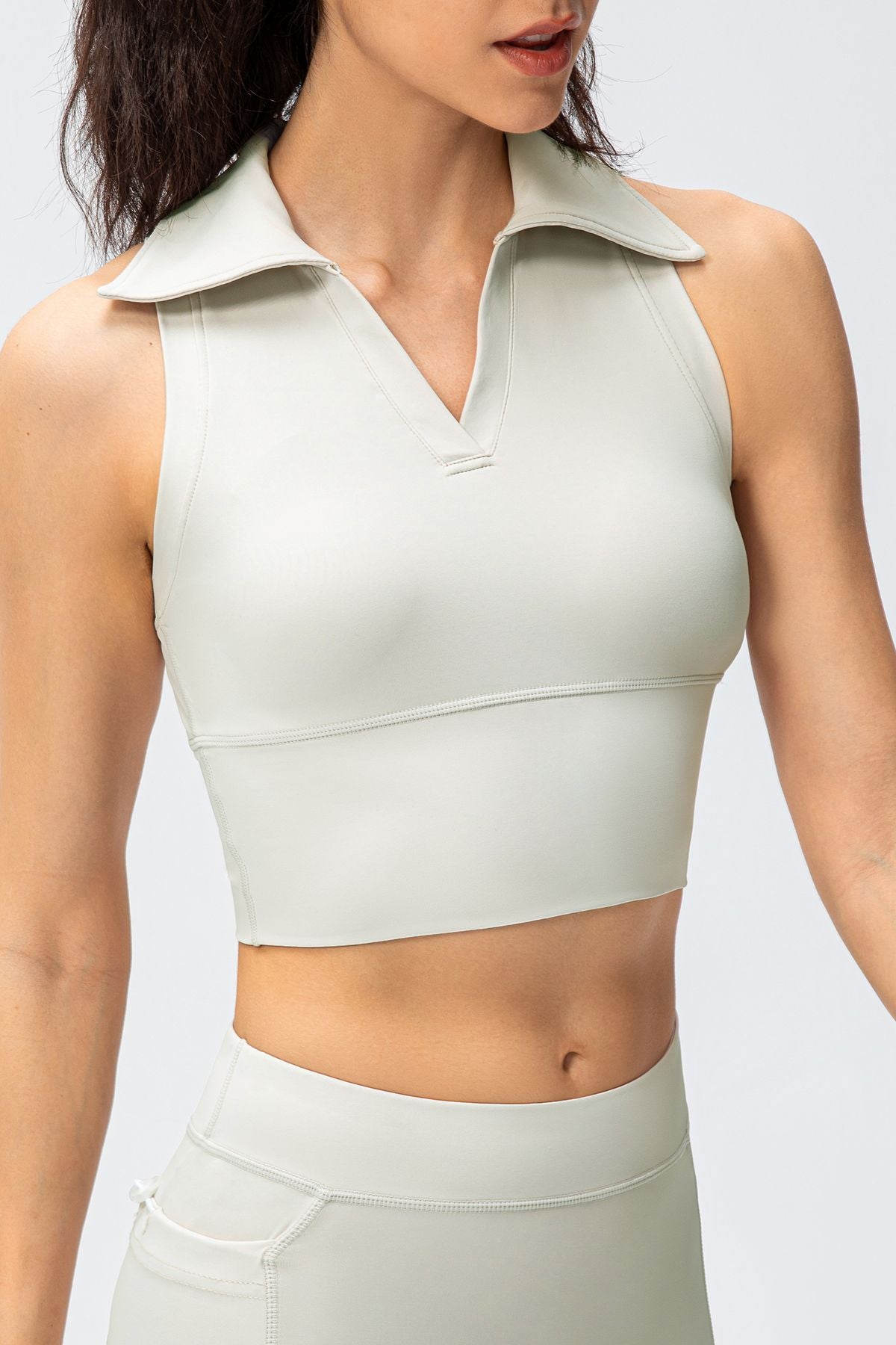 Retro Lapel Collar Cropped Sleeveless Tank Tops