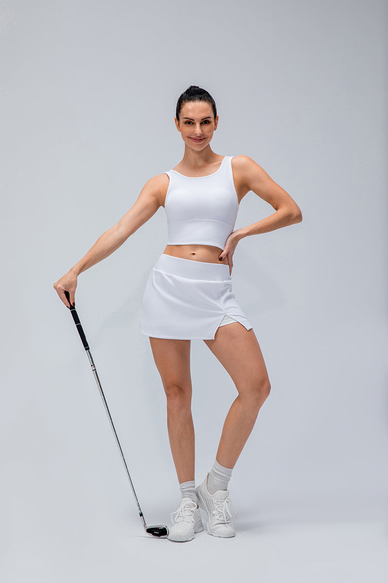 Ribbed Tennis Skirts Built-in Short Liner