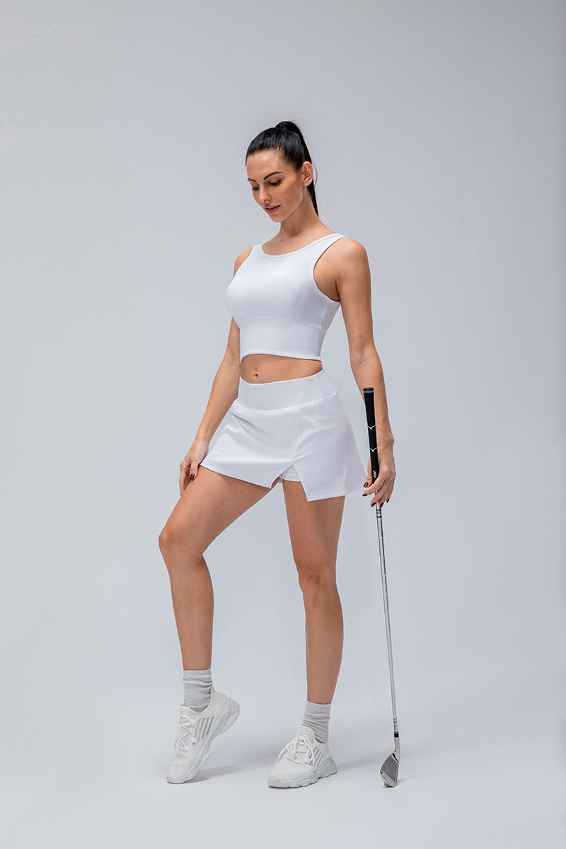 Ribbed Tennis Skirts Built-in Short Liner