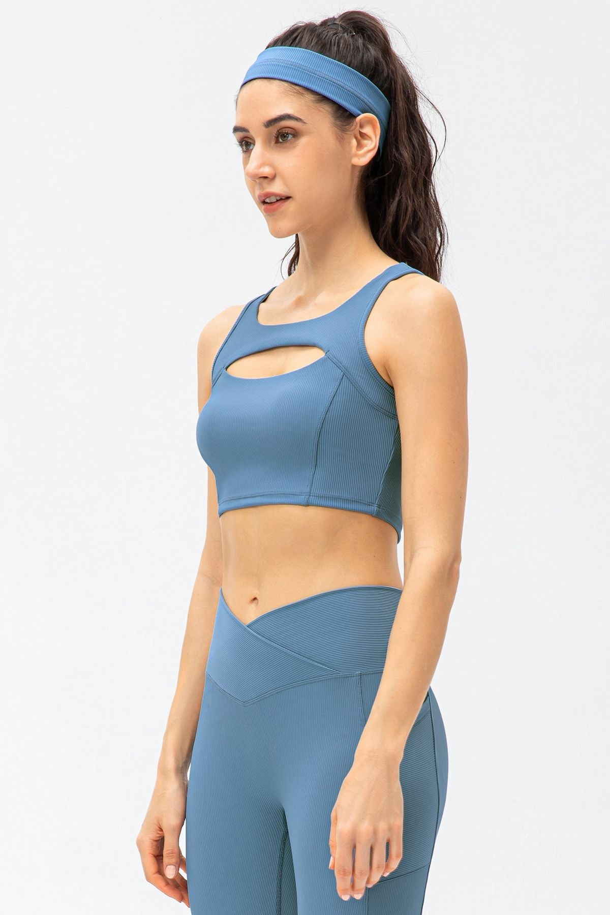 Ribbed Racerback Sports Bra High Support