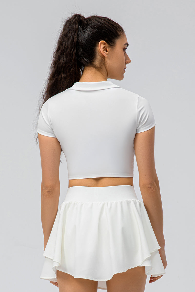 라펠 칼라 반소매 폴로셔츠