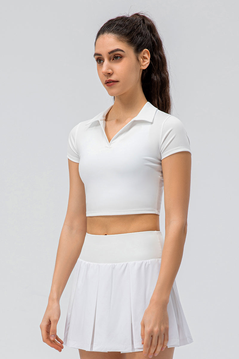 라펠 칼라 반소매 폴로셔츠