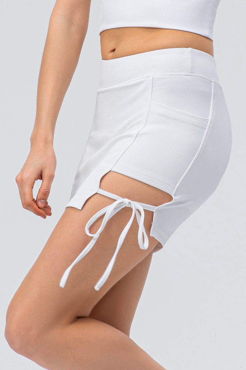 Ribbed Athletic Skirts with Bandage