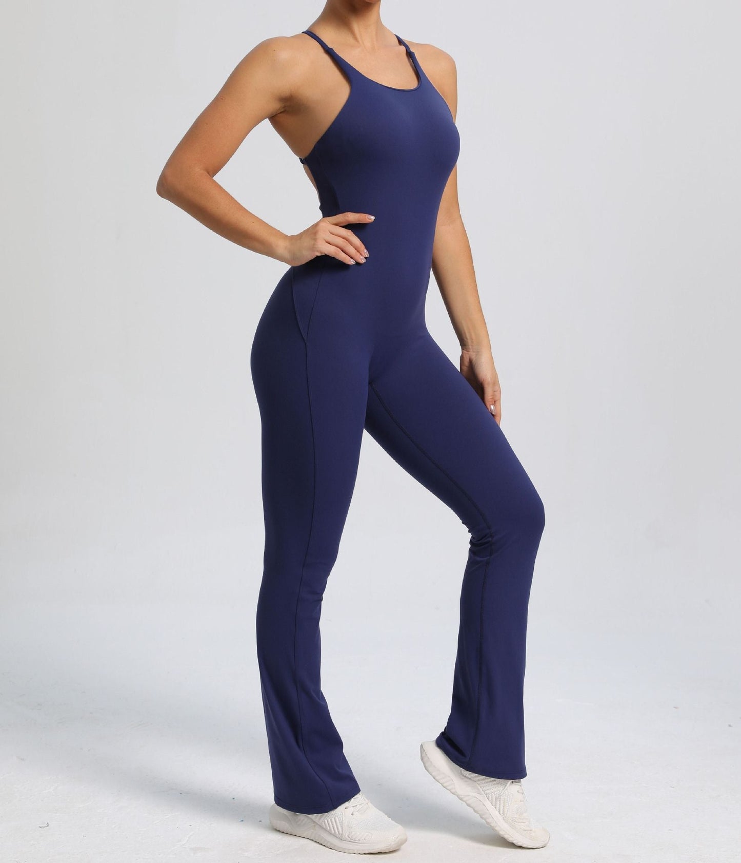 Power Backless Flared Jumpsuit