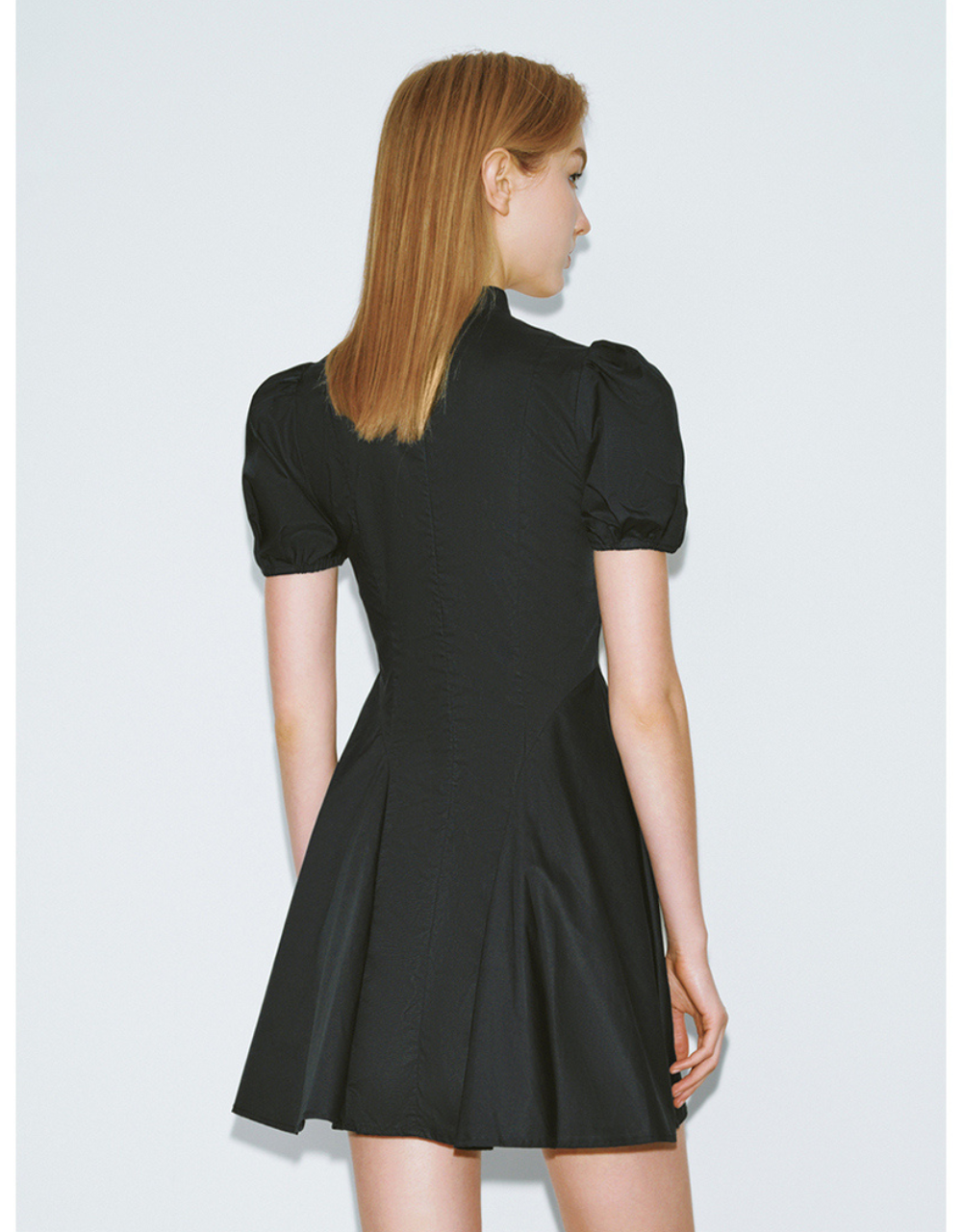 Puff Sleeve Keyhole Neck A-Line Dress