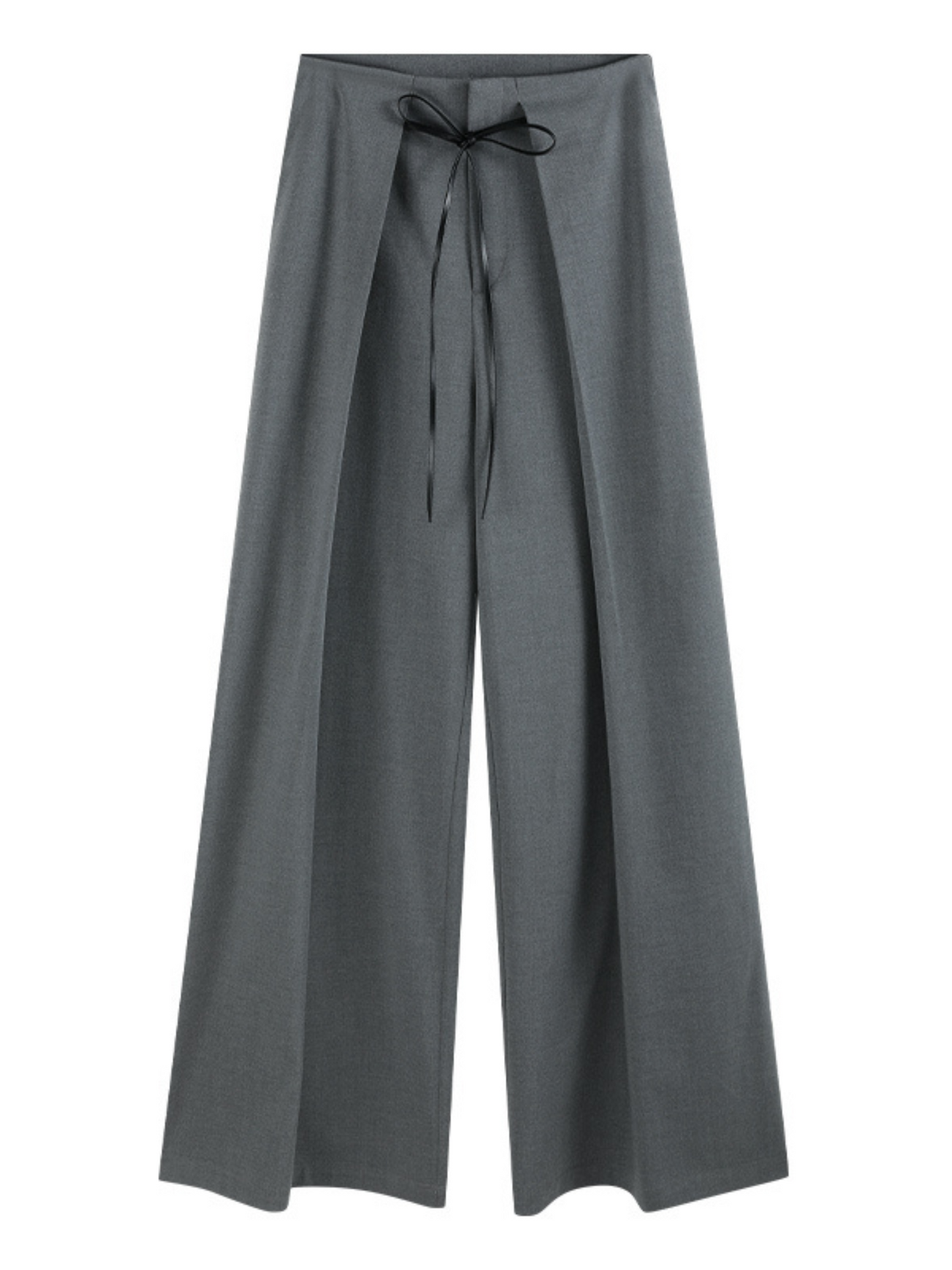 Wide-Leg Pleated Pants with Detachable Belt