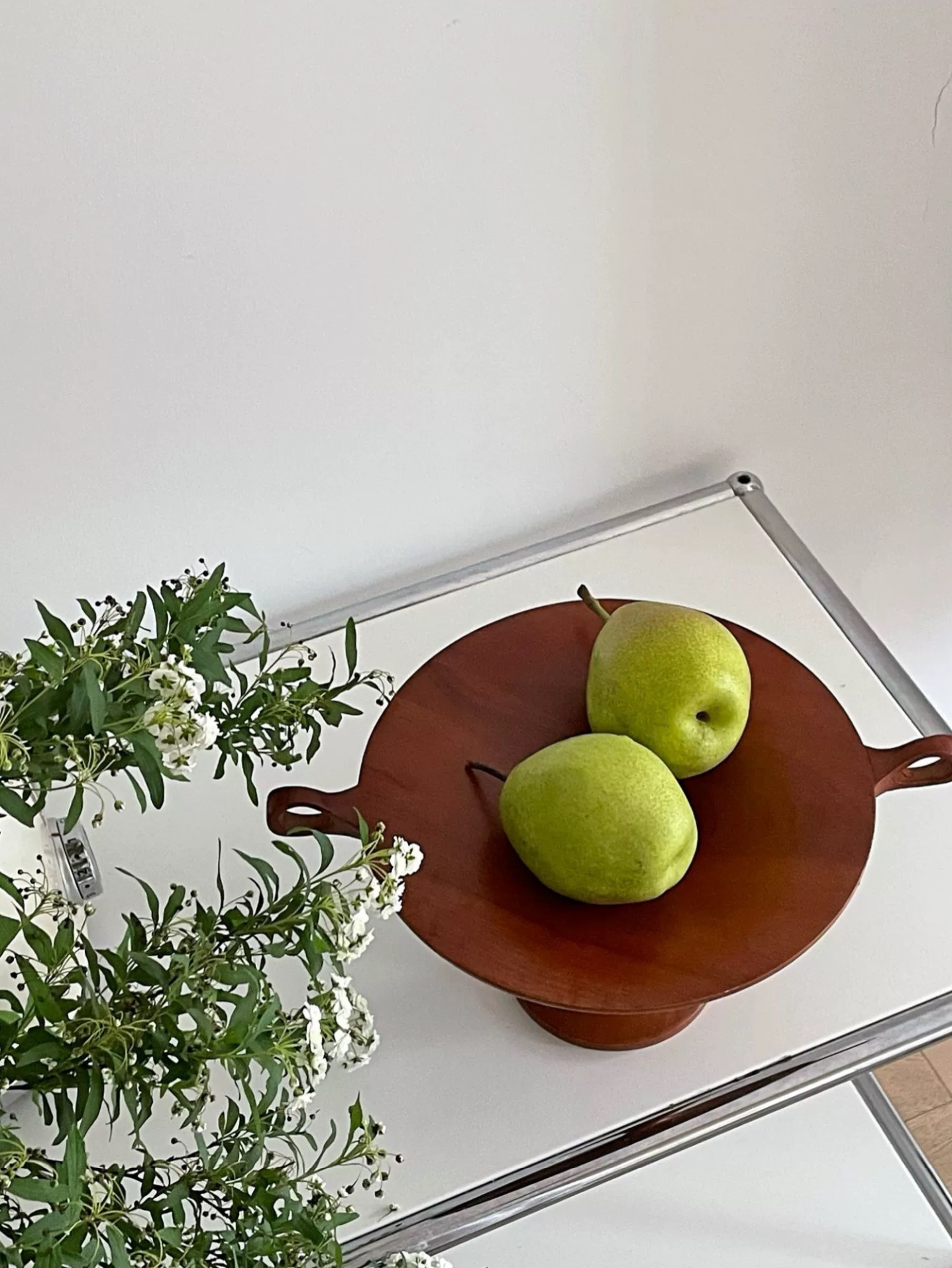 Vintage Wooden Tray with Oriental Design