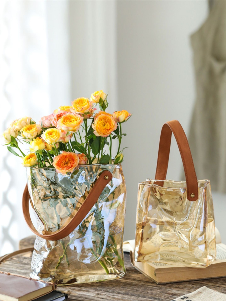 Handbag Style Glass Flower Vase