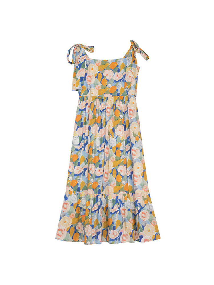 Painterly Tie Strap Maxi Dress