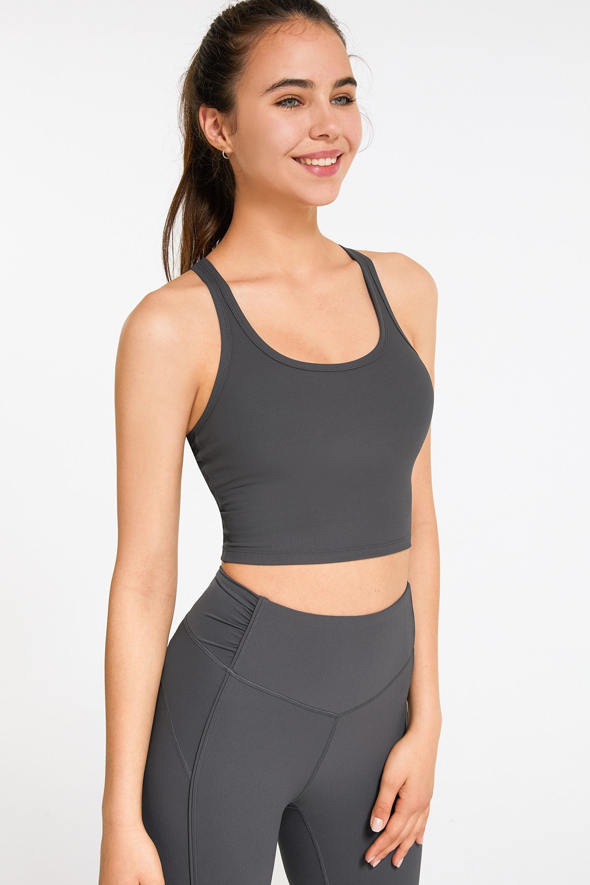 Ribbed Racerback Cropped Tank Tops