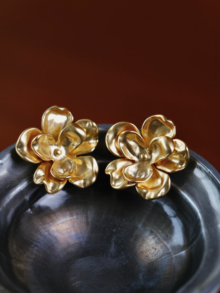 “Twin Bloom” French Vintage Floral Earrings