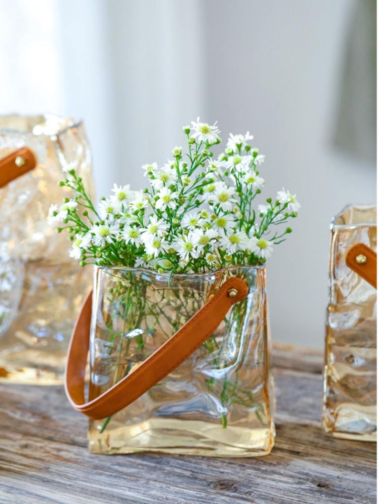 Handbag Style Glass Flower Vase