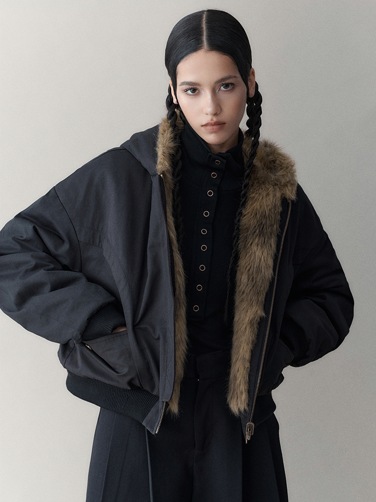 Reversible Luxury Fluffily Hoodie High-End  Fur-Jacket