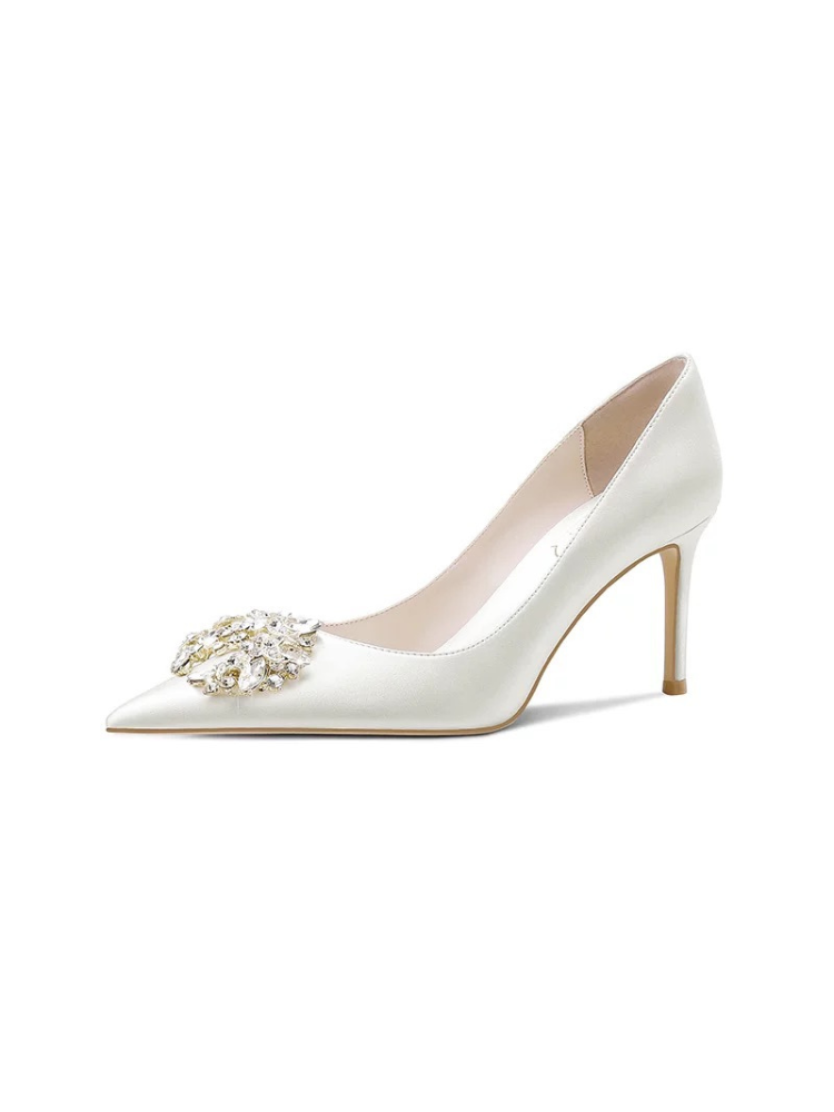 Rose Jewel White High Heels