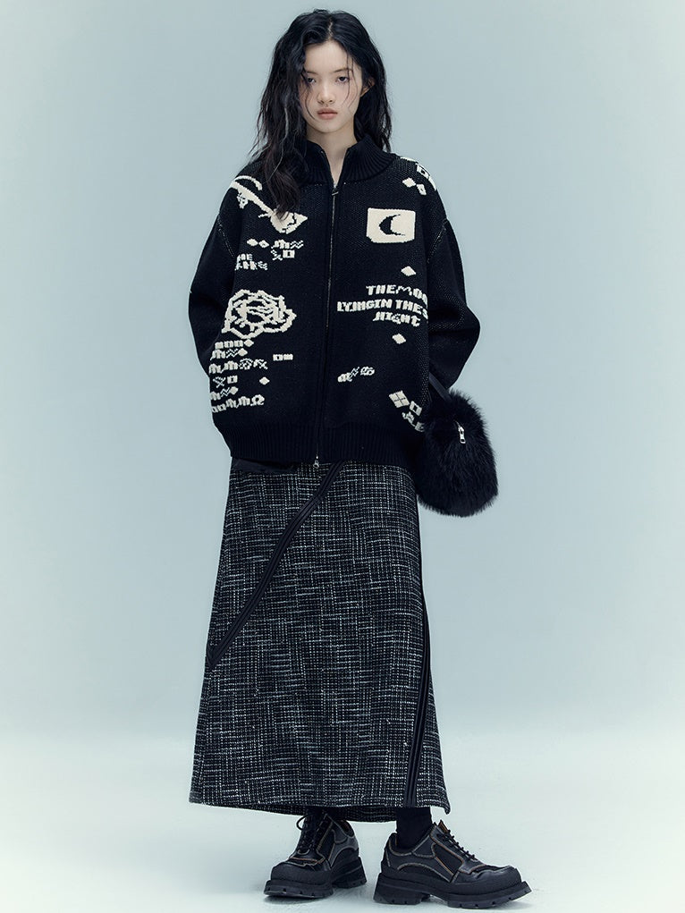 가죽 포켓 롱 니치 콘트라스트 스커트 