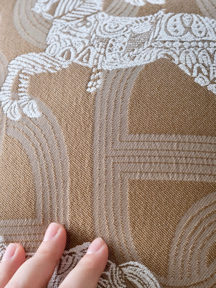 Royal Horse Embroidered Cushion in Wheat Hue