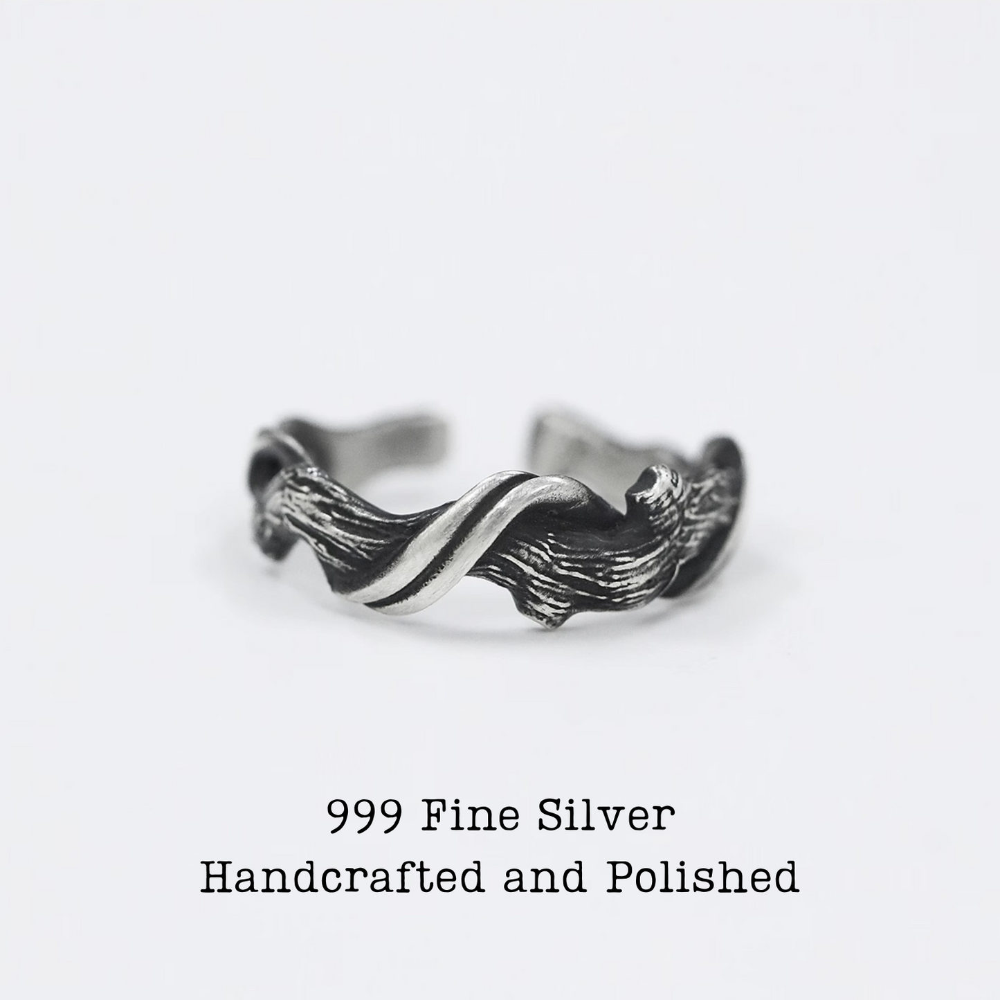 SilverCraft Original - 'Driftwood' 999 Pure Silver Adjustable Ring, Unisex