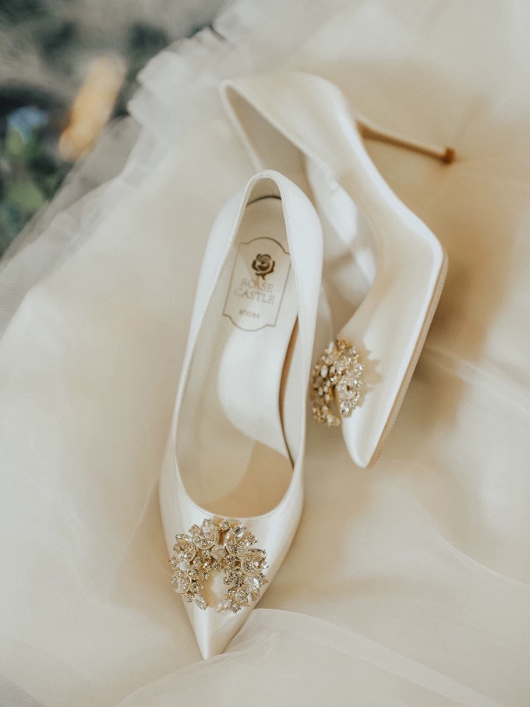 Rose Jewel White High Heels