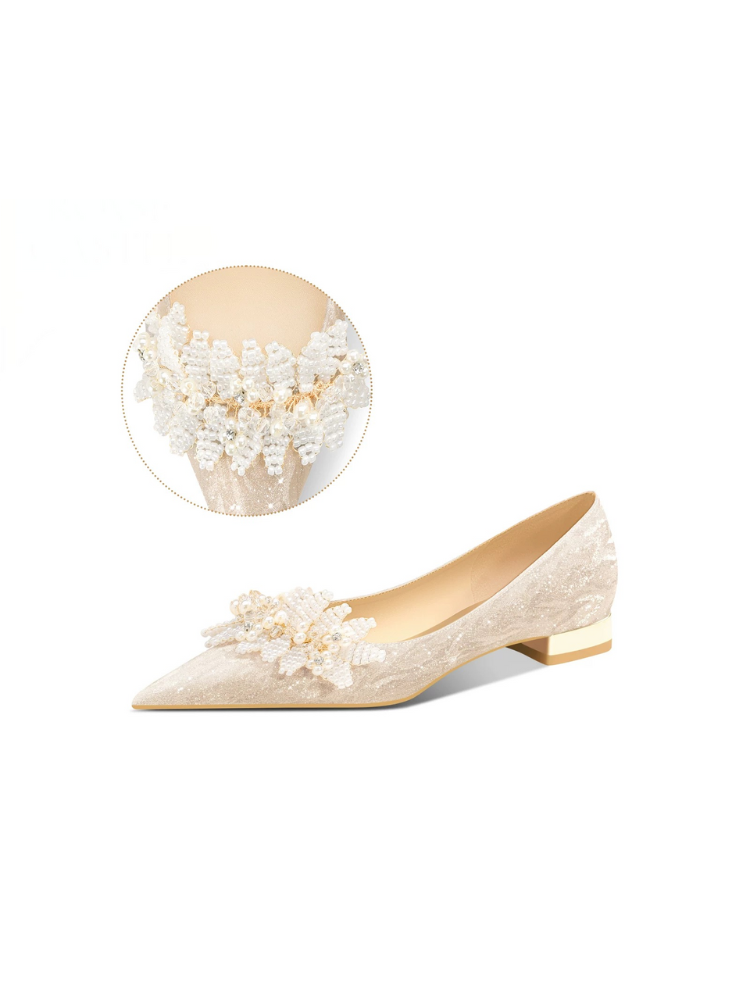 Crystal Pearl Flower Flats