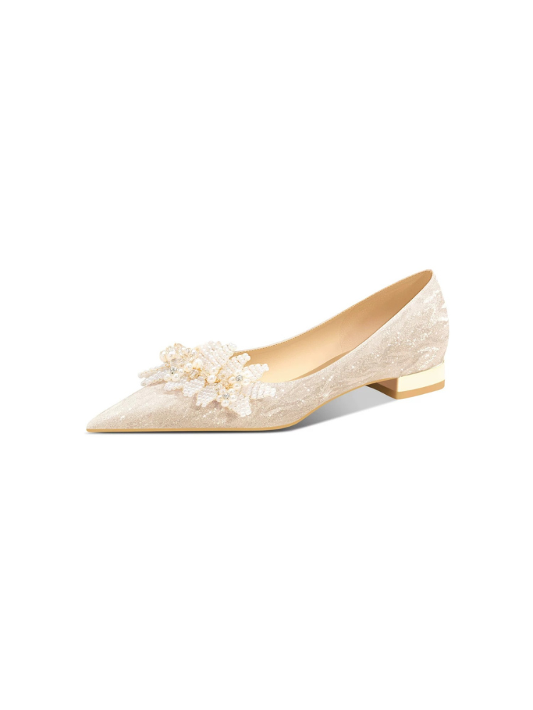 Crystal Pearl Flower Flats