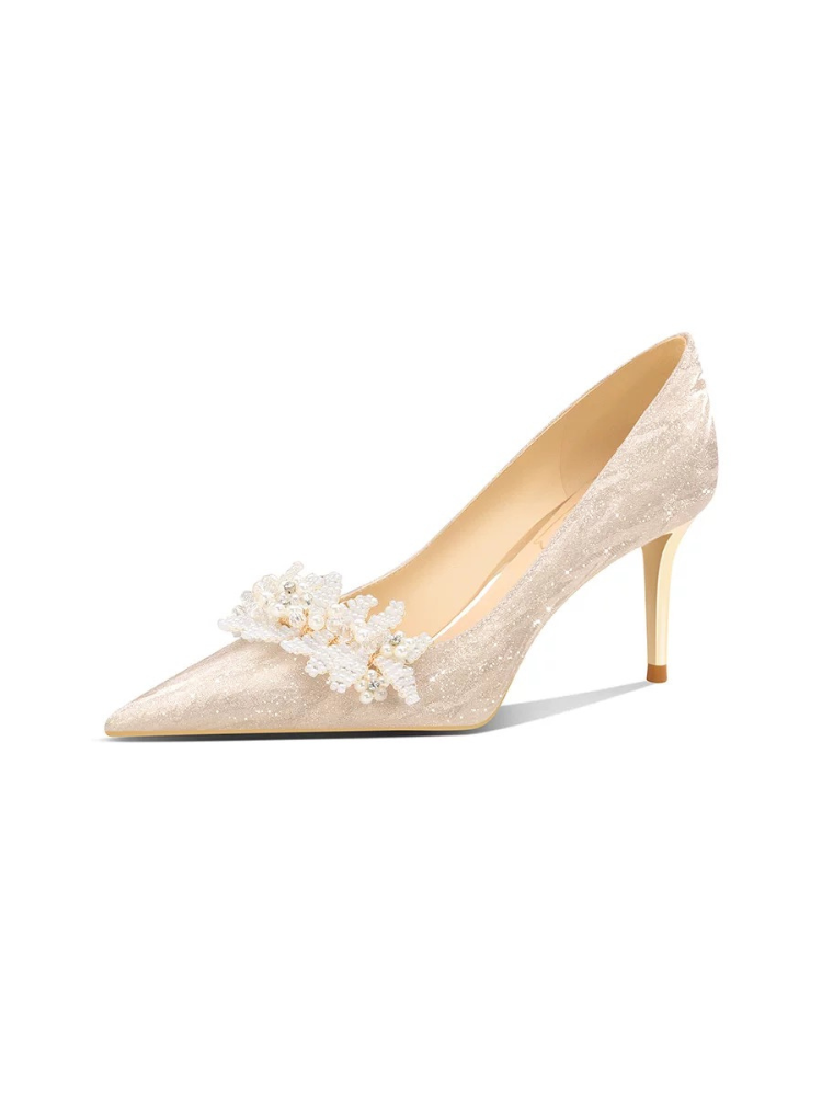 Crystal Pearl Flower Flats