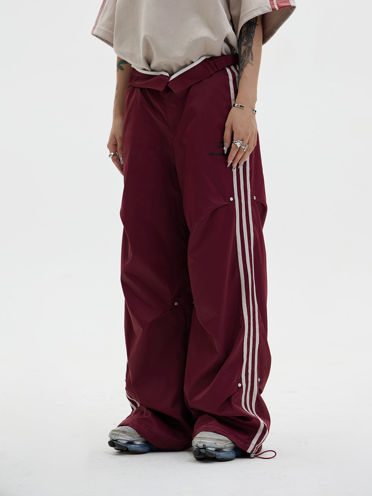 Unisex Side-Line Wide-Leg Casual Jersey Pants