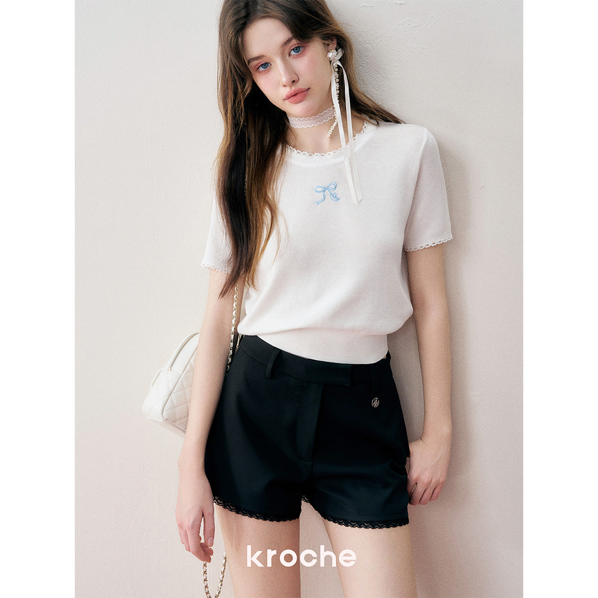 Kroche Lace Edge Suit Short Black