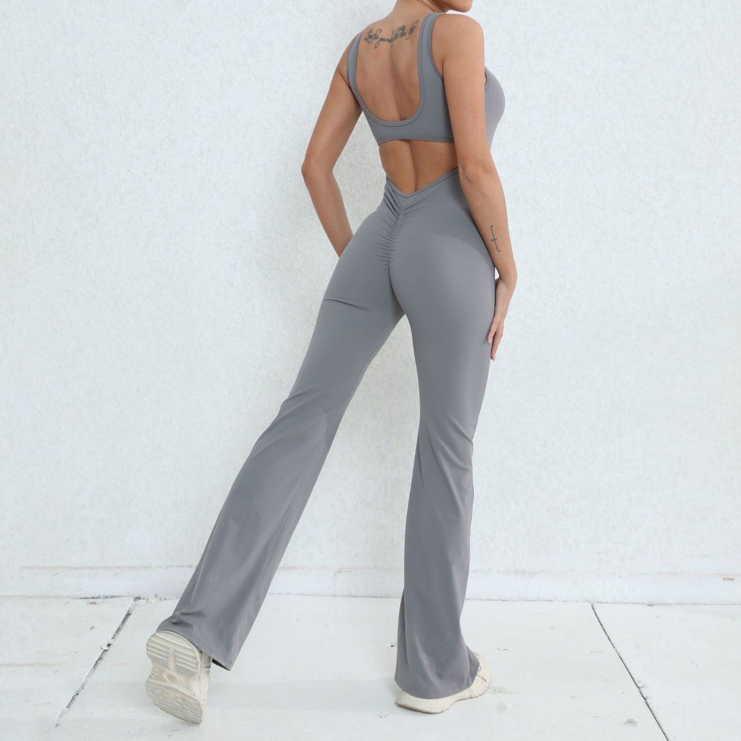 Scrunch Back Flared Jumpsuit