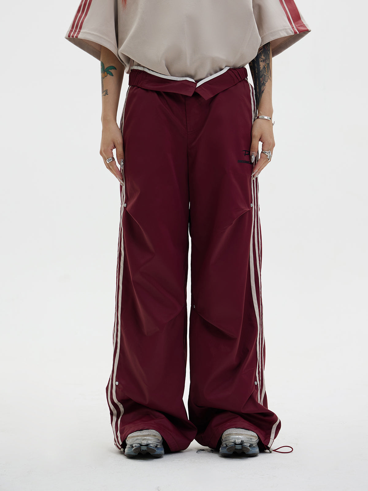 Unisex Side-Line Wide-Leg Casual Jersey Pants