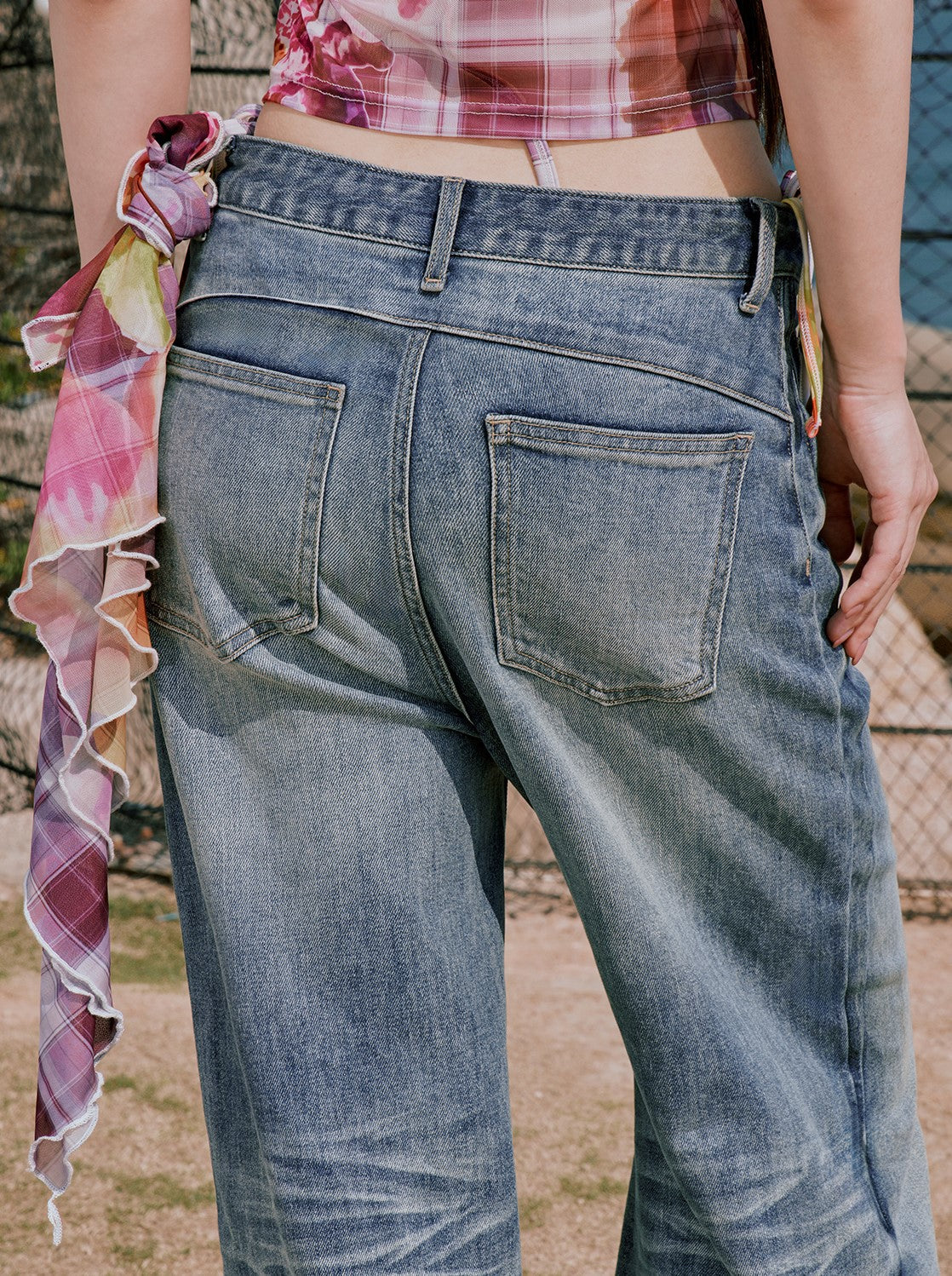 American Retro Low-waisted Blue Jeans RUN0062