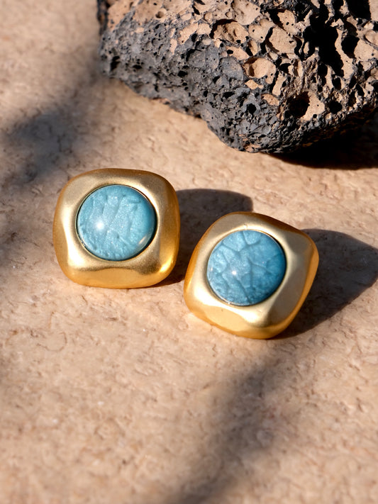 “Reef Isle” Ocean Blue Vintage Clip-On Earrings