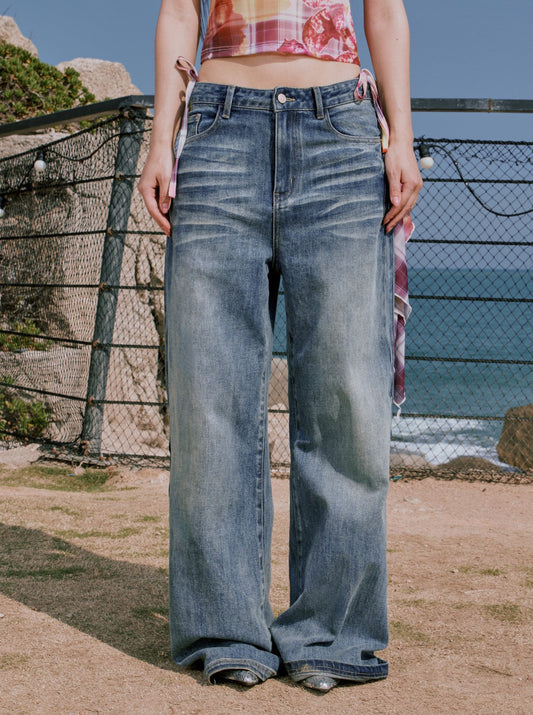 American Retro Low-waisted Blue Jeans RUN0062