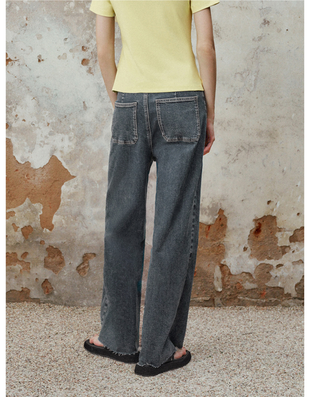 Front Pocket Wide-Leg Jeans