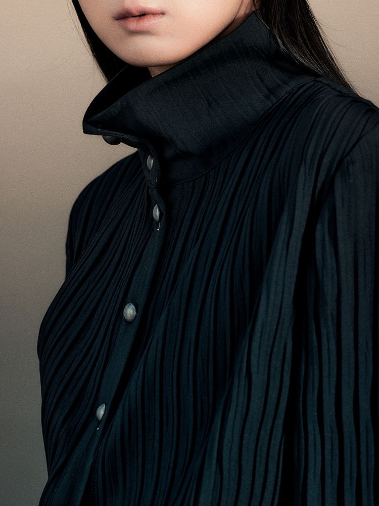 메탈 버튼 니치 레트로 차이나 니트