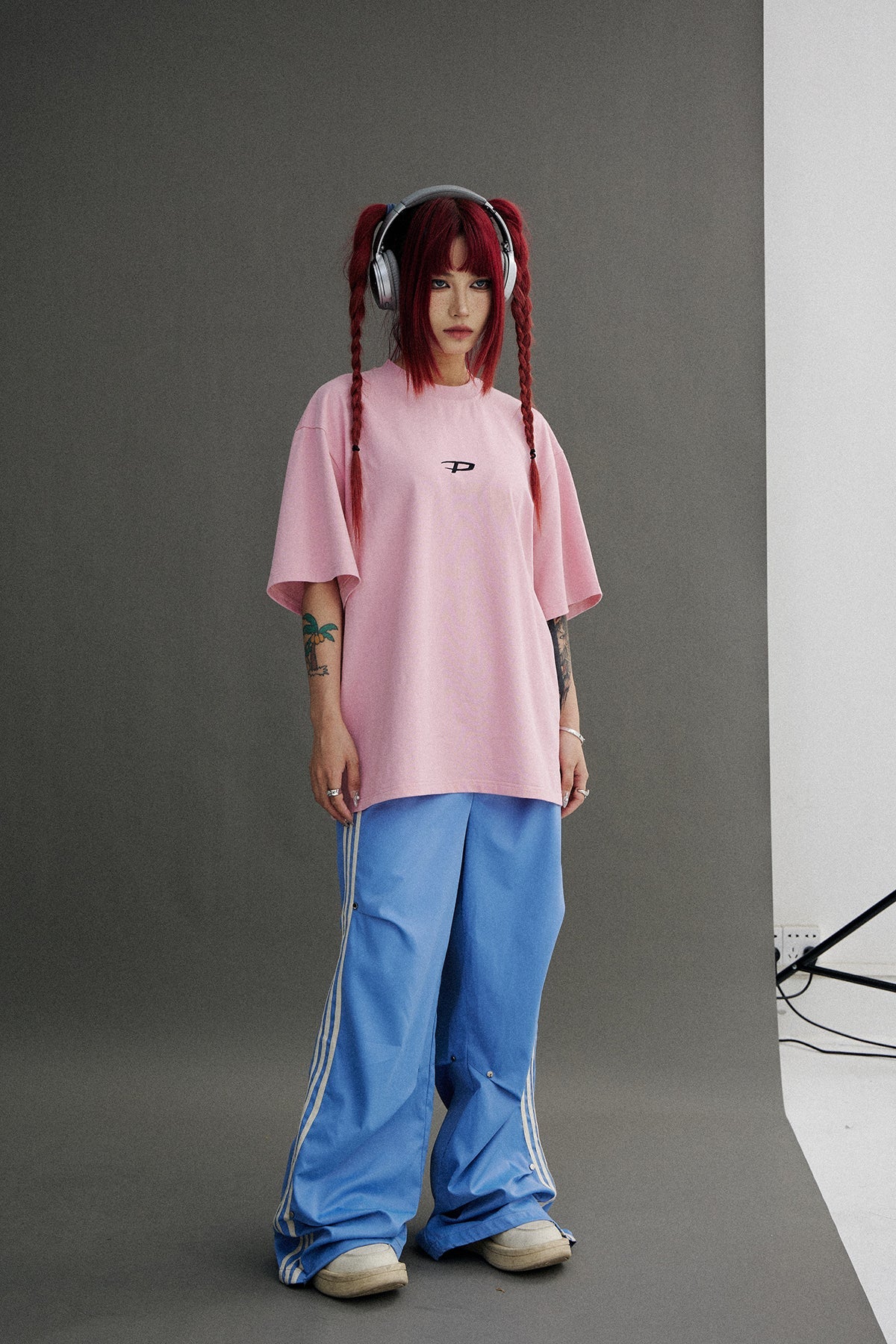 Unisex Side-Line Wide-Leg Casual Jersey Pants