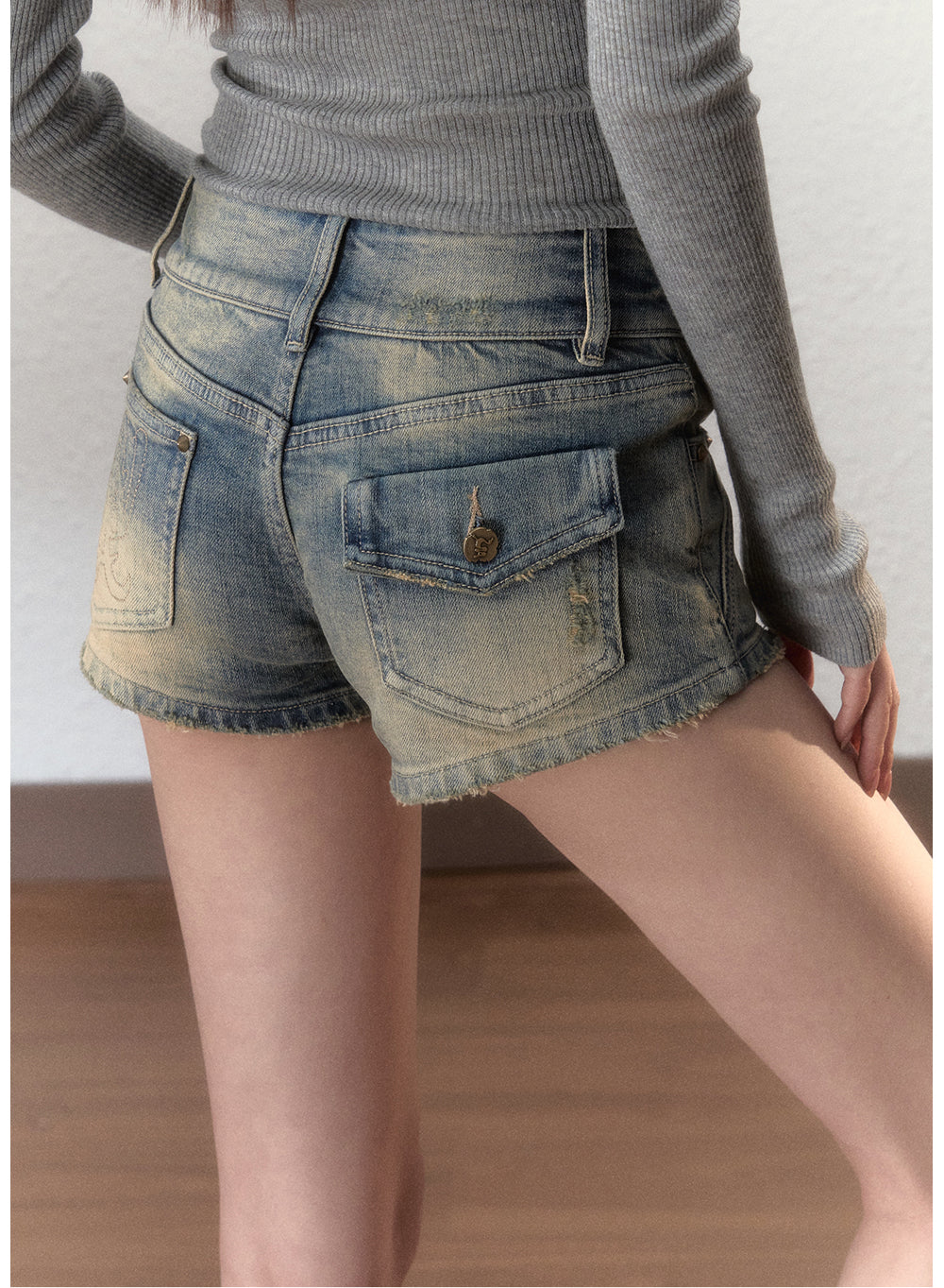 Washed Vintage Denim Shorts