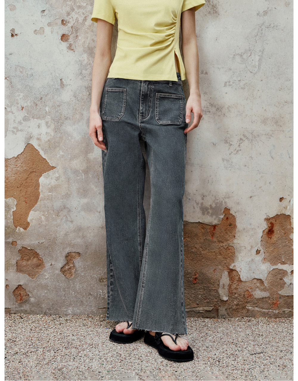 Front Pocket Wide-Leg Jeans