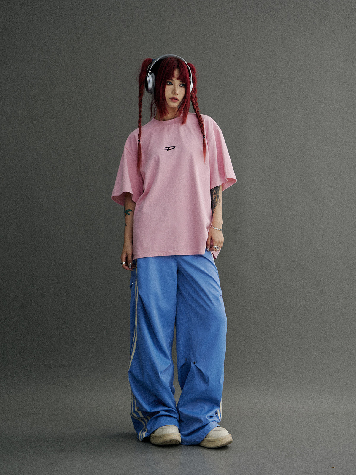 Unisex Side-Line Wide-Leg Casual Jersey Pants