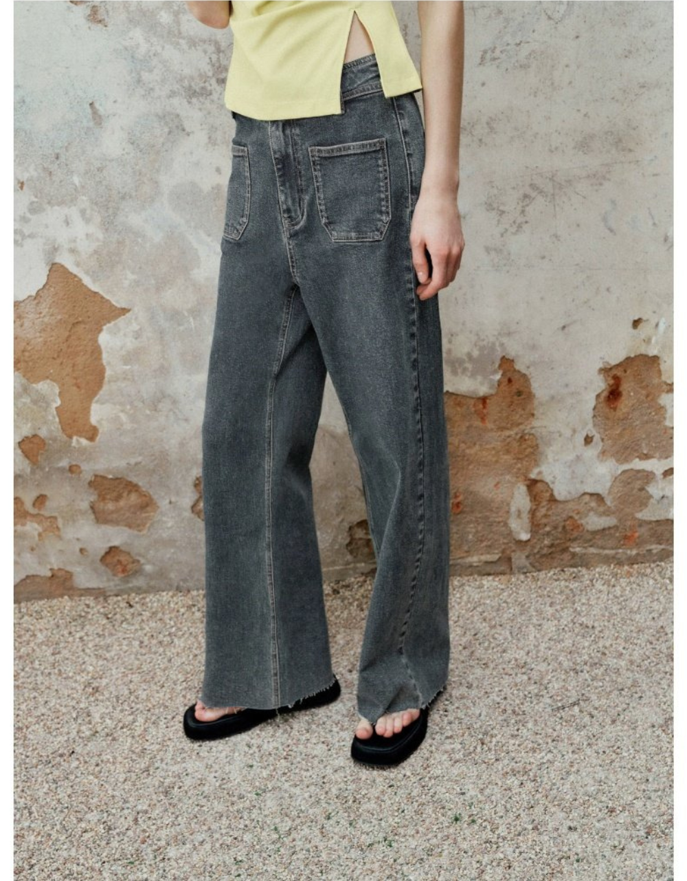 Front Pocket Wide-Leg Jeans