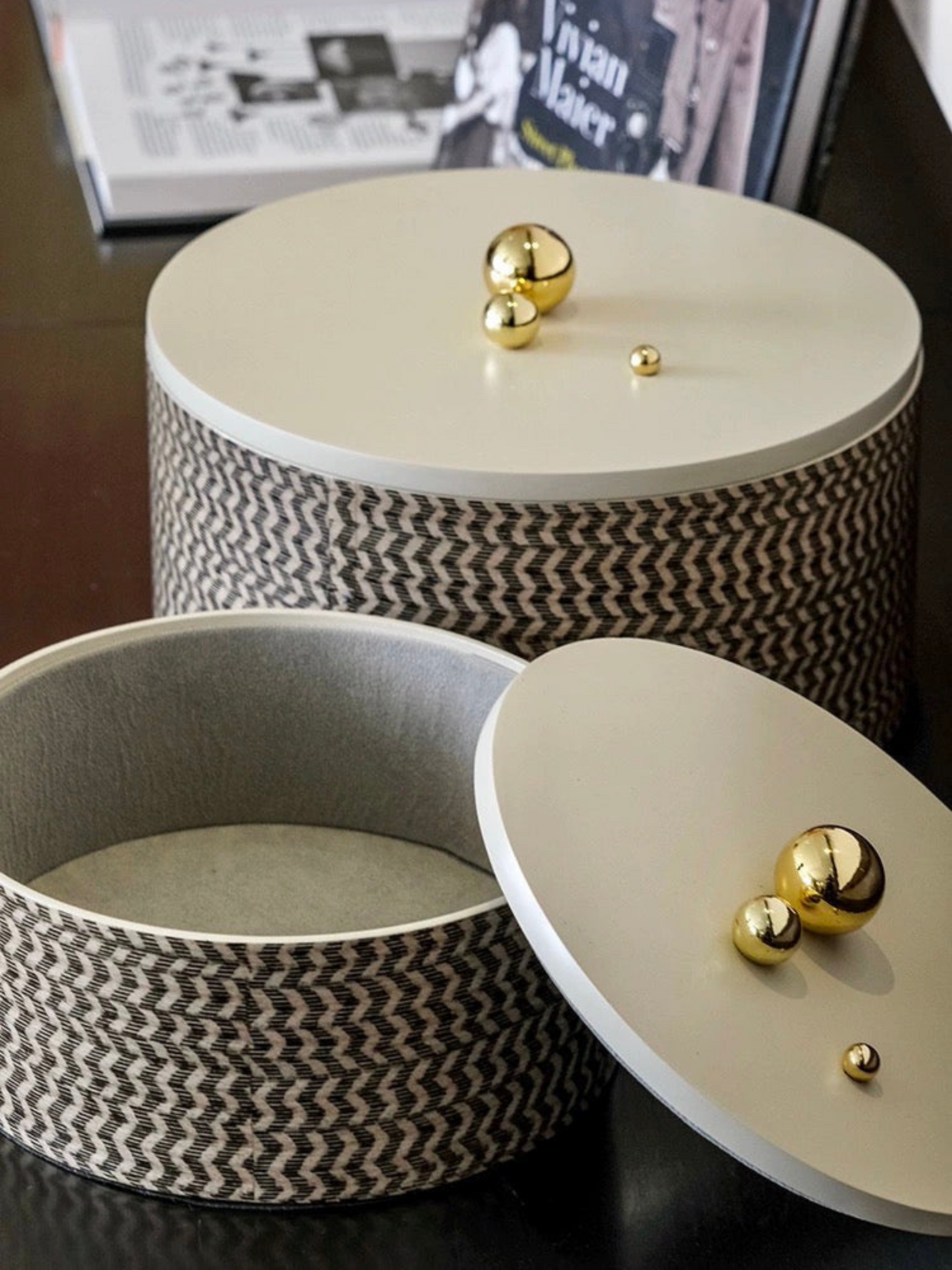 Gold Handle Round Storage Box