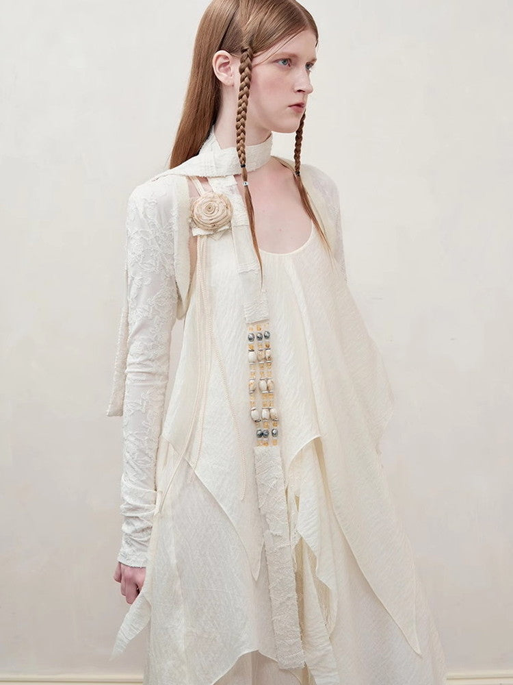 백 오픈 비대칭 롱 드레스 