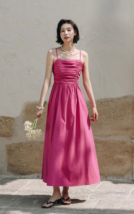 Rusching Cami Maxi Dress in Pink